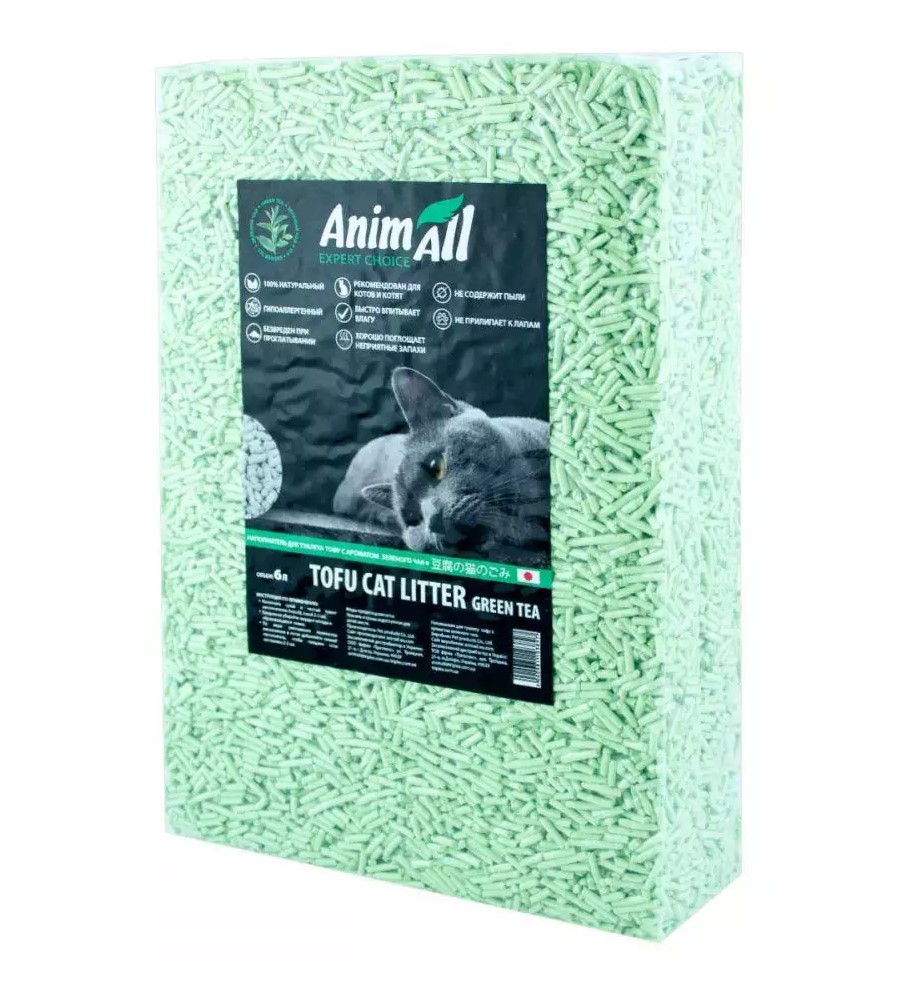 Наповнювач для котячого туалету AnimAll Tofu, соєвий з ароматом зеленого чаю - 1