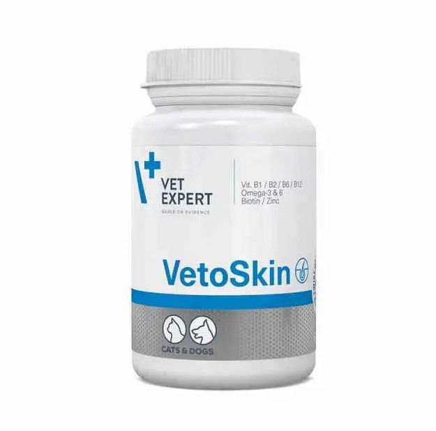 Харчова добавка для котів і собак Vet Expert VetoSkin для здоровя шкіри і шерсті, 60капс. - 1
