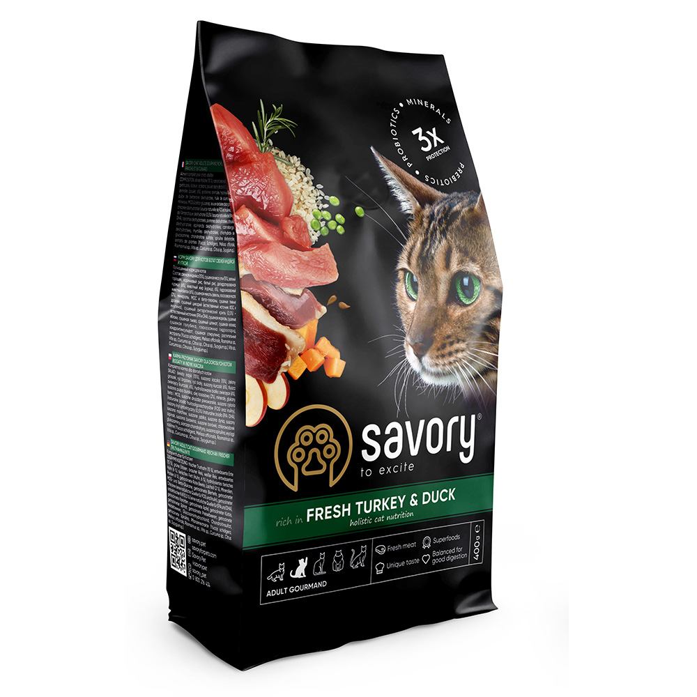 Сухий корм для котів Savory Adult Cat Gourmand Fresh Turkey&Duck - 1