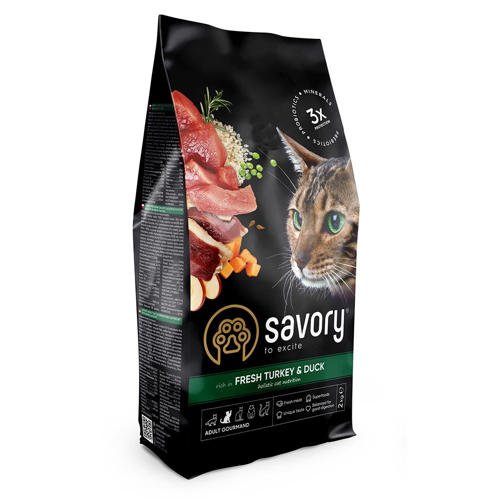 Сухий корм для котів Savory Adult Cat Gourmand Fresh Turkey&Duck - 2