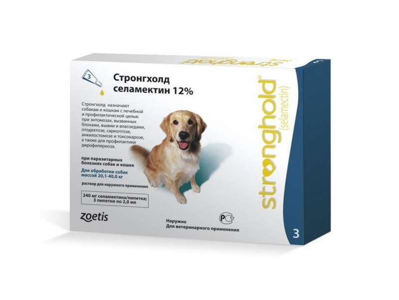 Краплі для собак вагою20-40 кг Zoetis Stronghold 12% від бліх і кліщів, 240мг (ціна за 1 піпетку) - 1