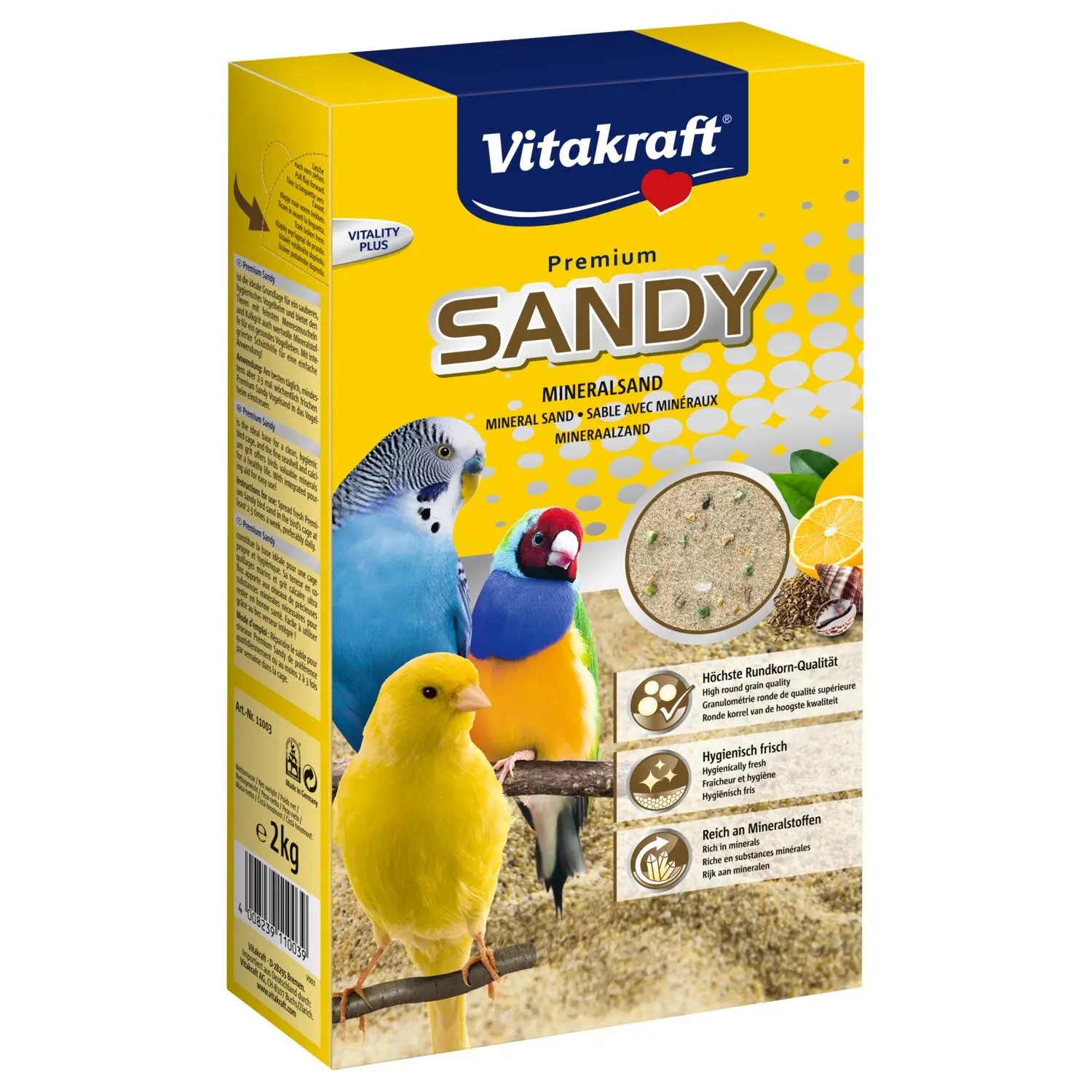 Пісок для птахів Vitakraft Sandy з мінералами, 2кг - 1