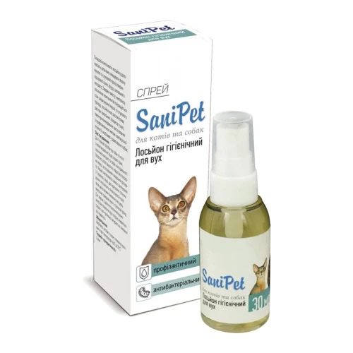Лосьйон для догляду за вухами ProVET SaniPet для котів та собак, спрей, 30мл - 1