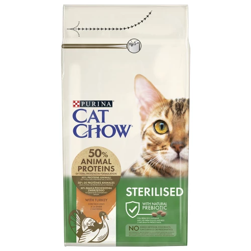 Сухой корм Cat Chow для стерилизованных кошек/кастрированных котов, с индейкой - 1